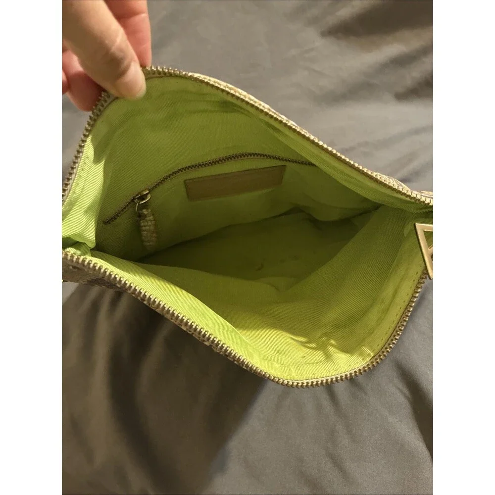 Kelly Wynne Tan Cream Snake Leather Clutch Bag
